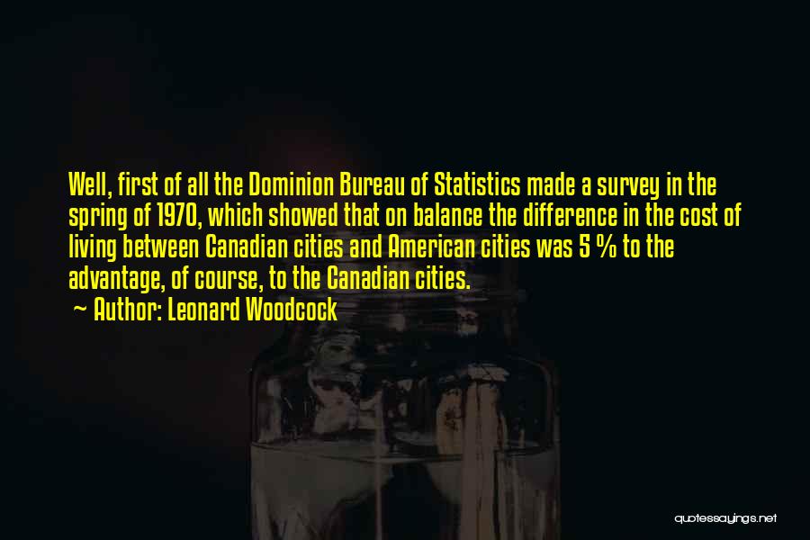 Leonard Woodcock Quotes: Well, First Of All The Dominion Bureau Of Statistics Made A Survey In The Spring Of 1970, Which Showed That