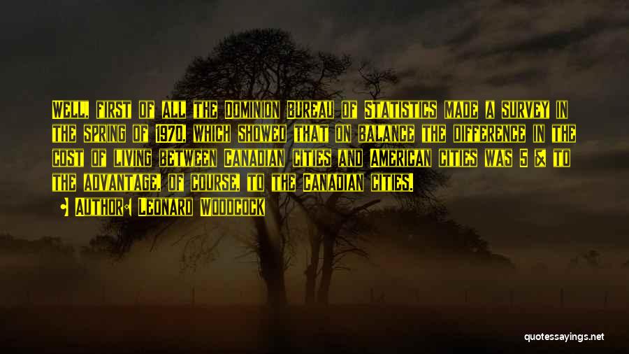 Leonard Woodcock Quotes: Well, First Of All The Dominion Bureau Of Statistics Made A Survey In The Spring Of 1970, Which Showed That