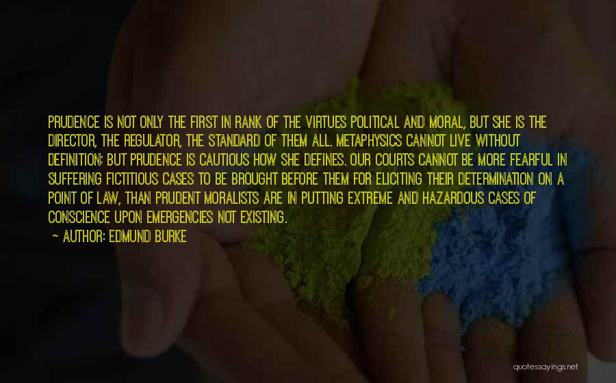 Edmund Burke Quotes: Prudence Is Not Only The First In Rank Of The Virtues Political And Moral, But She Is The Director, The