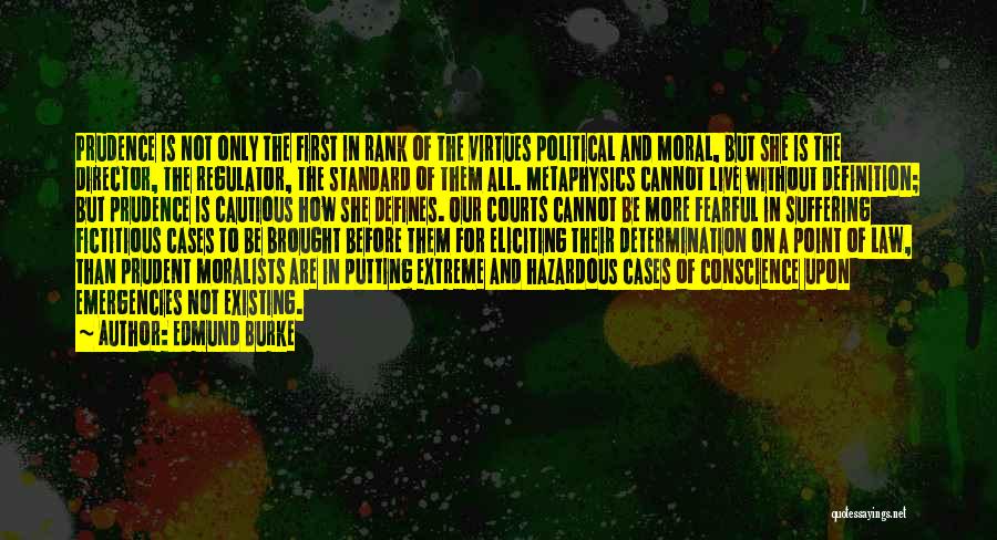 Edmund Burke Quotes: Prudence Is Not Only The First In Rank Of The Virtues Political And Moral, But She Is The Director, The