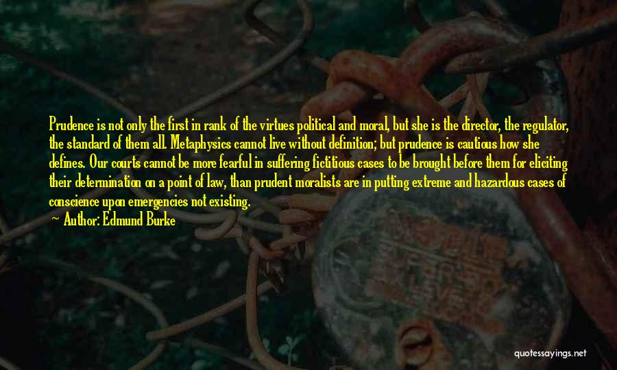 Edmund Burke Quotes: Prudence Is Not Only The First In Rank Of The Virtues Political And Moral, But She Is The Director, The