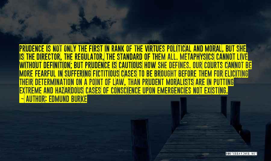Edmund Burke Quotes: Prudence Is Not Only The First In Rank Of The Virtues Political And Moral, But She Is The Director, The