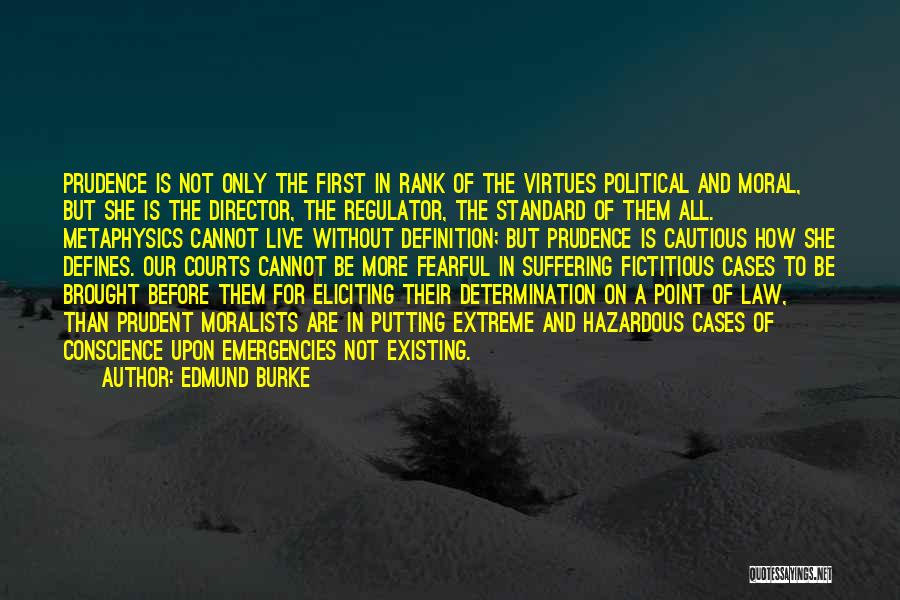 Edmund Burke Quotes: Prudence Is Not Only The First In Rank Of The Virtues Political And Moral, But She Is The Director, The