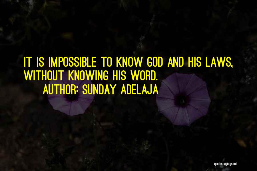 Sunday Adelaja Quotes: It Is Impossible To Know God And His Laws, Without Knowing His Word.