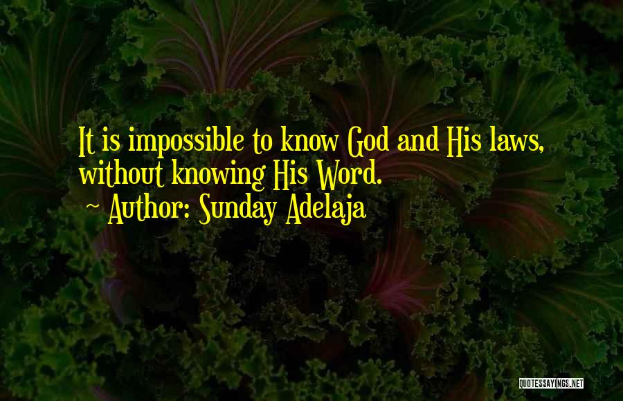 Sunday Adelaja Quotes: It Is Impossible To Know God And His Laws, Without Knowing His Word.