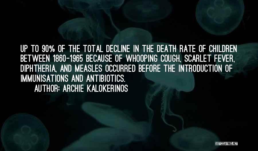 Archie Kalokerinos Quotes: Up To 90% Of The Total Decline In The Death Rate Of Children Between 1860-1965 Because Of Whooping Cough, Scarlet