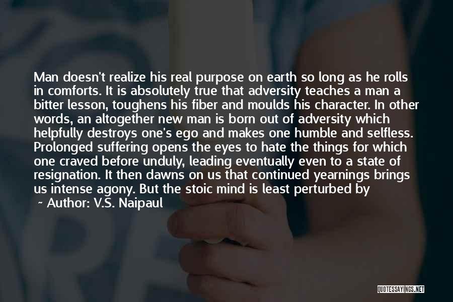 V.S. Naipaul Quotes: Man Doesn't Realize His Real Purpose On Earth So Long As He Rolls In Comforts. It Is Absolutely True That