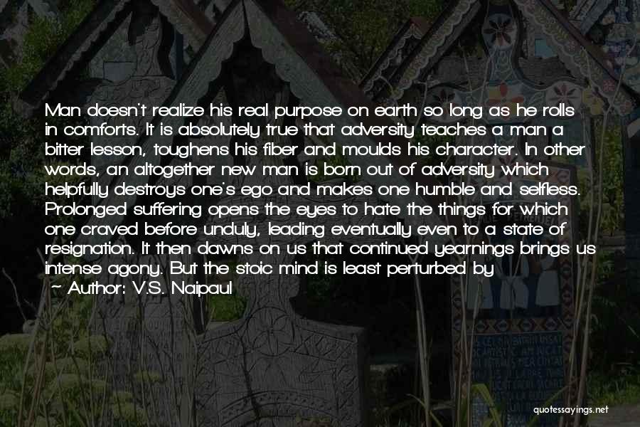 V.S. Naipaul Quotes: Man Doesn't Realize His Real Purpose On Earth So Long As He Rolls In Comforts. It Is Absolutely True That