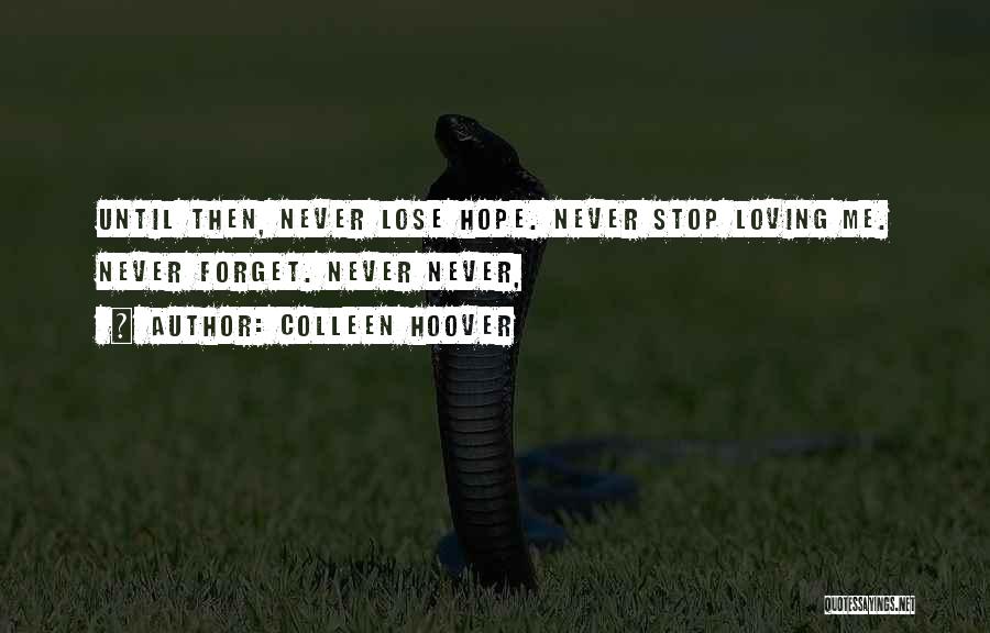 Colleen Hoover Quotes: Until Then, Never Lose Hope. Never Stop Loving Me. Never Forget. Never Never,