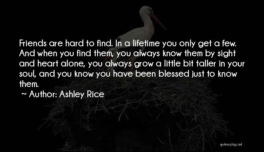 Ashley Rice Quotes: Friends Are Hard To Find. In A Lifetime You Only Get A Few. And When You Find Them, You Always