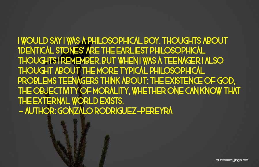 Gonzalo Rodriguez-Pereyra Quotes: I Would Say I Was A Philosophical Boy. Thoughts About 'identical Stones' Are The Earliest Philosophical Thoughts I Remember. But