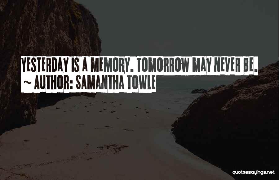 Samantha Towle Quotes: Yesterday Is A Memory. Tomorrow May Never Be.