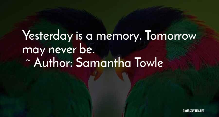Samantha Towle Quotes: Yesterday Is A Memory. Tomorrow May Never Be.