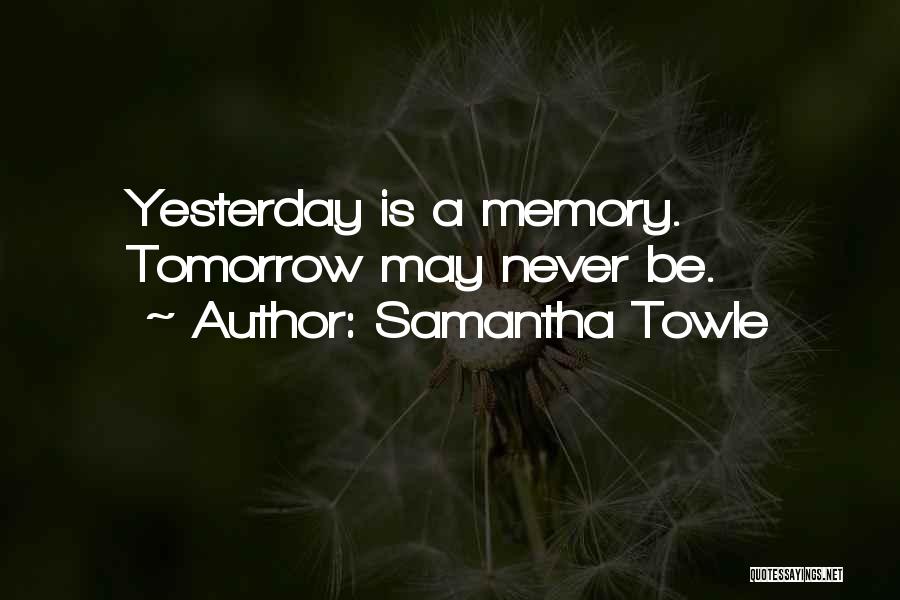 Samantha Towle Quotes: Yesterday Is A Memory. Tomorrow May Never Be.