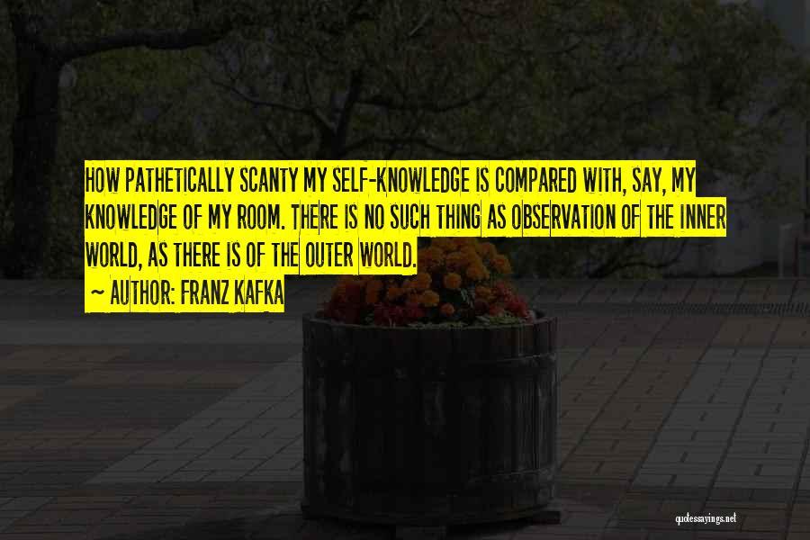 Franz Kafka Quotes: How Pathetically Scanty My Self-knowledge Is Compared With, Say, My Knowledge Of My Room. There Is No Such Thing As