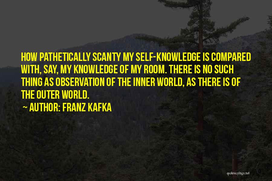 Franz Kafka Quotes: How Pathetically Scanty My Self-knowledge Is Compared With, Say, My Knowledge Of My Room. There Is No Such Thing As