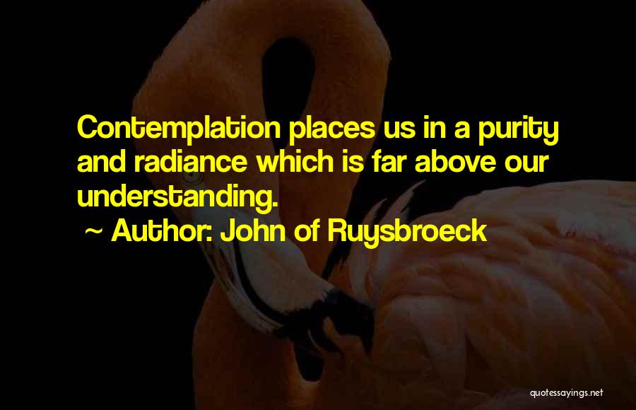 John Of Ruysbroeck Quotes: Contemplation Places Us In A Purity And Radiance Which Is Far Above Our Understanding.