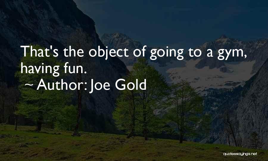 Joe Gold Quotes: That's The Object Of Going To A Gym, Having Fun.