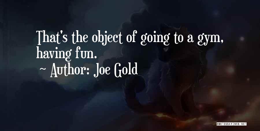 Joe Gold Quotes: That's The Object Of Going To A Gym, Having Fun.