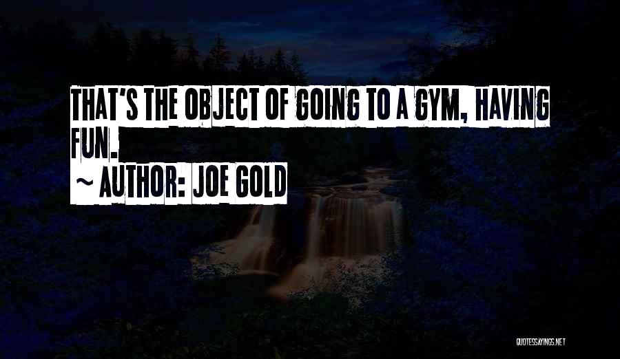 Joe Gold Quotes: That's The Object Of Going To A Gym, Having Fun.