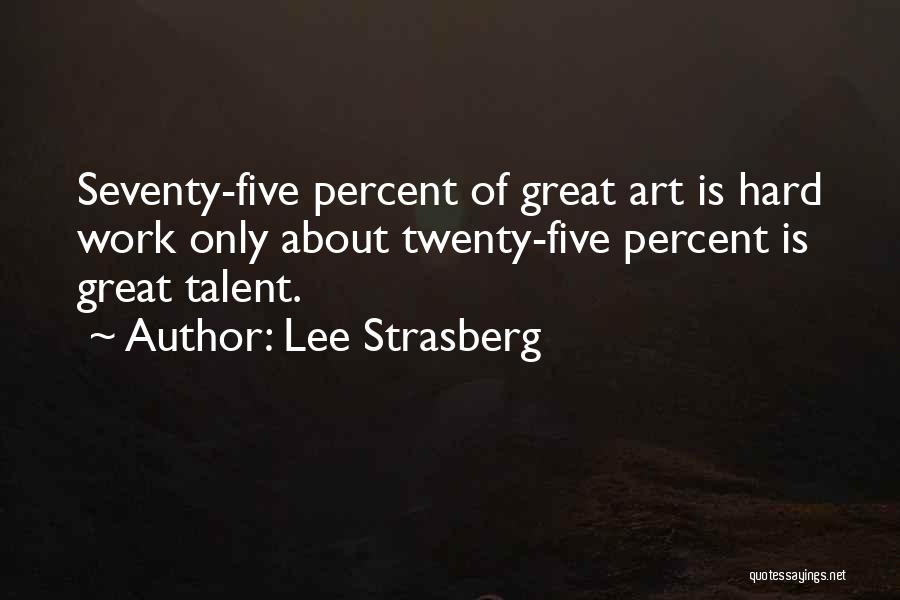 Lee Strasberg Quotes: Seventy-five Percent Of Great Art Is Hard Work Only About Twenty-five Percent Is Great Talent.