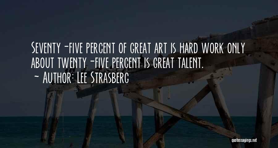 Lee Strasberg Quotes: Seventy-five Percent Of Great Art Is Hard Work Only About Twenty-five Percent Is Great Talent.