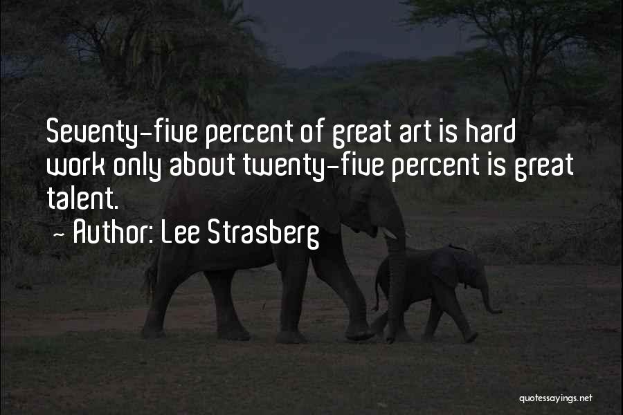 Lee Strasberg Quotes: Seventy-five Percent Of Great Art Is Hard Work Only About Twenty-five Percent Is Great Talent.