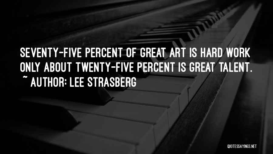 Lee Strasberg Quotes: Seventy-five Percent Of Great Art Is Hard Work Only About Twenty-five Percent Is Great Talent.