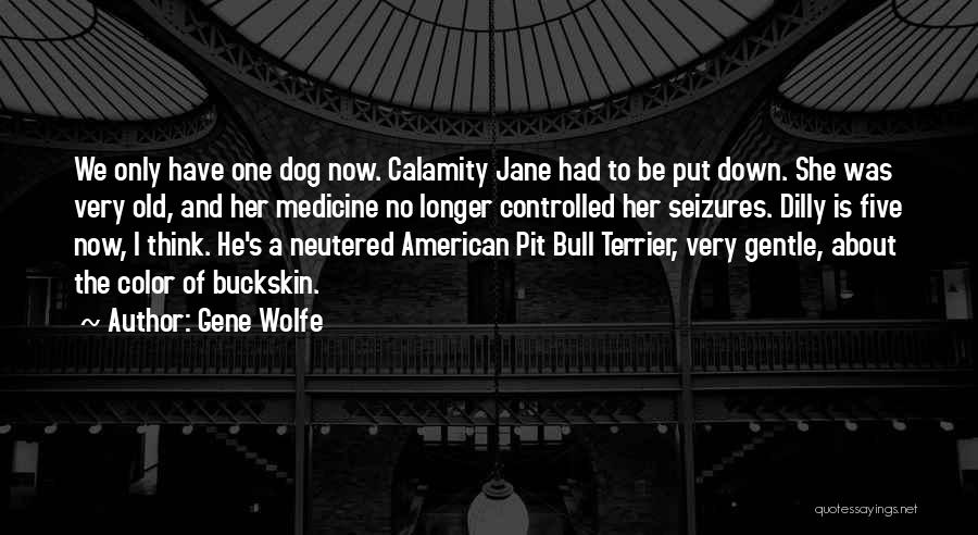 Gene Wolfe Quotes: We Only Have One Dog Now. Calamity Jane Had To Be Put Down. She Was Very Old, And Her Medicine