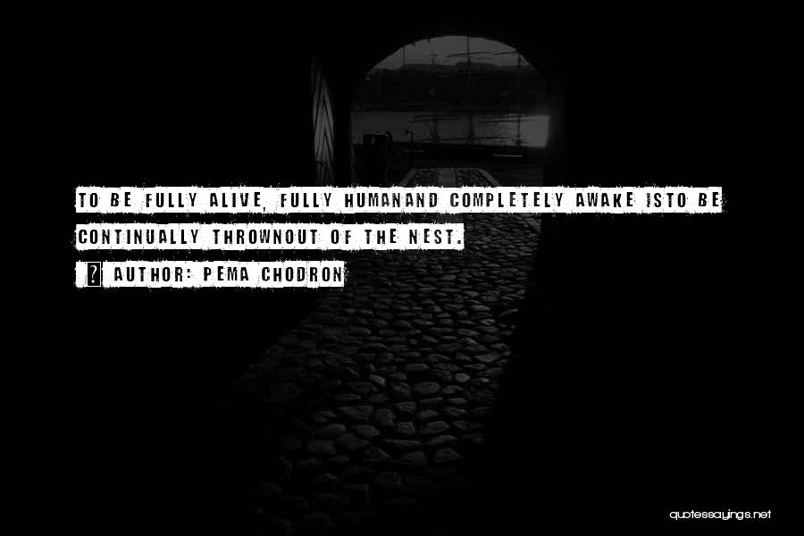 Pema Chodron Quotes: To Be Fully Alive, Fully Humanand Completely Awake Isto Be Continually Thrownout Of The Nest.