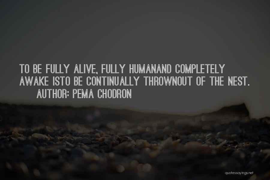 Pema Chodron Quotes: To Be Fully Alive, Fully Humanand Completely Awake Isto Be Continually Thrownout Of The Nest.