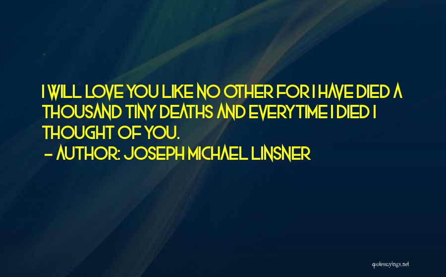 Joseph Michael Linsner Quotes: I Will Love You Like No Other For I Have Died A Thousand Tiny Deaths And Everytime I Died I