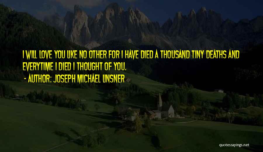Joseph Michael Linsner Quotes: I Will Love You Like No Other For I Have Died A Thousand Tiny Deaths And Everytime I Died I