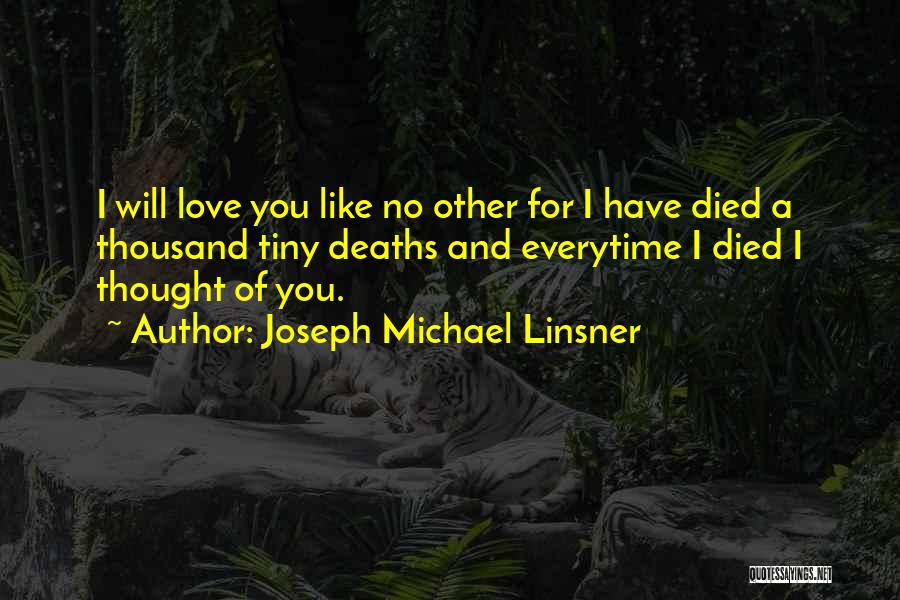 Joseph Michael Linsner Quotes: I Will Love You Like No Other For I Have Died A Thousand Tiny Deaths And Everytime I Died I