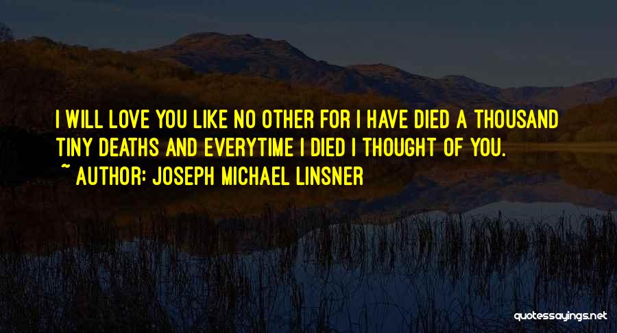 Joseph Michael Linsner Quotes: I Will Love You Like No Other For I Have Died A Thousand Tiny Deaths And Everytime I Died I