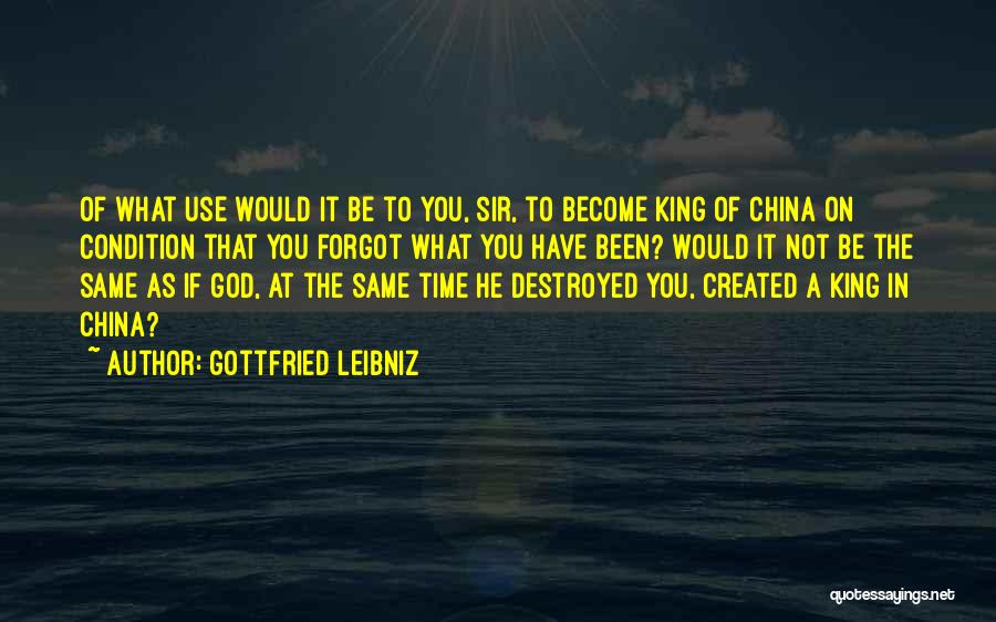 Gottfried Leibniz Quotes: Of What Use Would It Be To You, Sir, To Become King Of China On Condition That You Forgot What