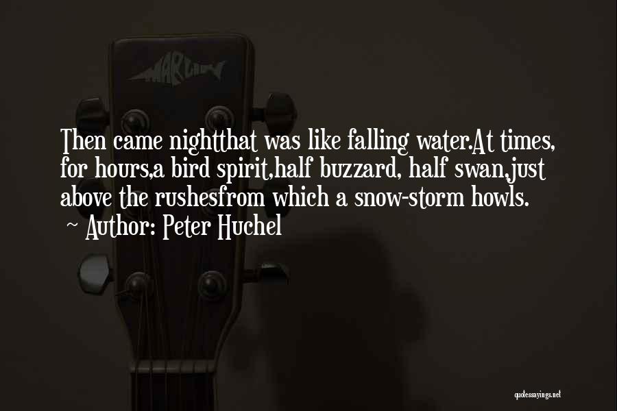 Peter Huchel Quotes: Then Came Nightthat Was Like Falling Water.at Times, For Hours,a Bird Spirit,half Buzzard, Half Swan,just Above The Rushesfrom Which A