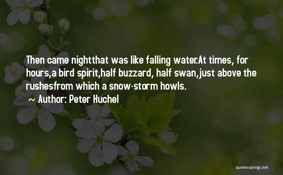 Peter Huchel Quotes: Then Came Nightthat Was Like Falling Water.at Times, For Hours,a Bird Spirit,half Buzzard, Half Swan,just Above The Rushesfrom Which A