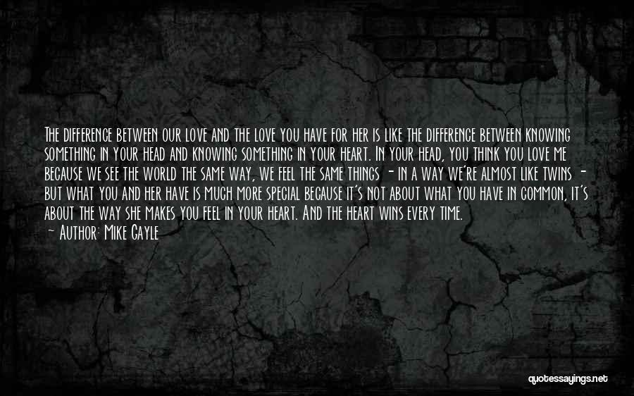 Mike Gayle Quotes: The Difference Between Our Love And The Love You Have For Her Is Like The Difference Between Knowing Something In