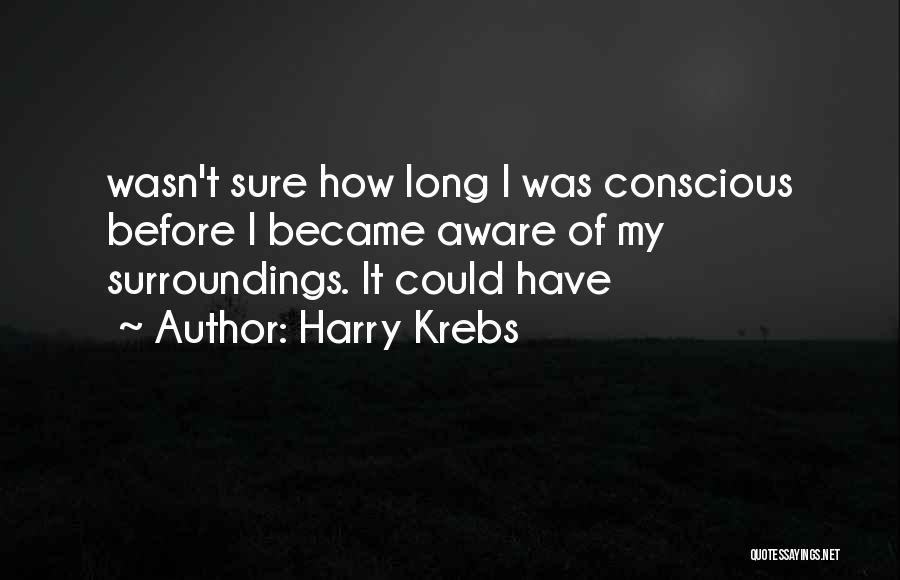 Harry Krebs Quotes: Wasn't Sure How Long I Was Conscious Before I Became Aware Of My Surroundings. It Could Have