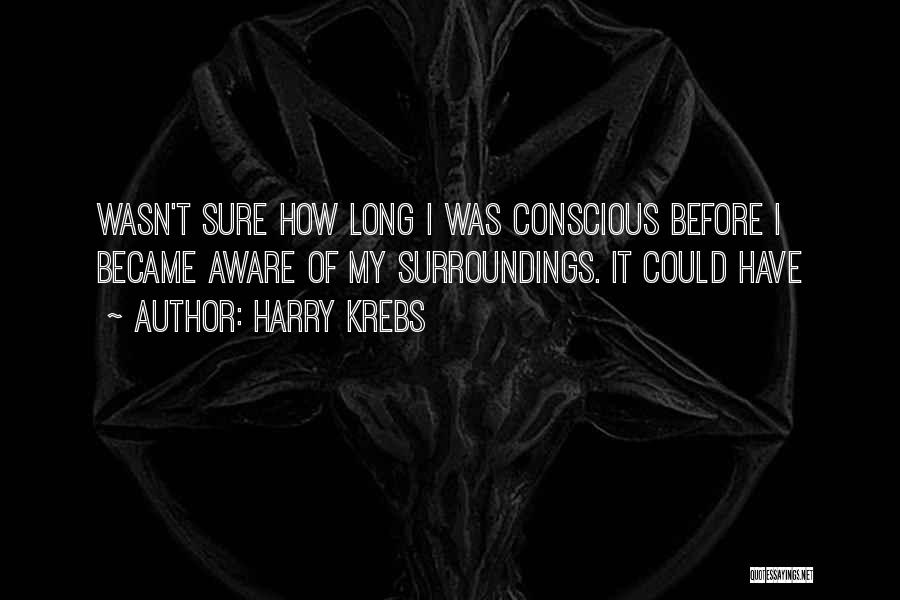Harry Krebs Quotes: Wasn't Sure How Long I Was Conscious Before I Became Aware Of My Surroundings. It Could Have