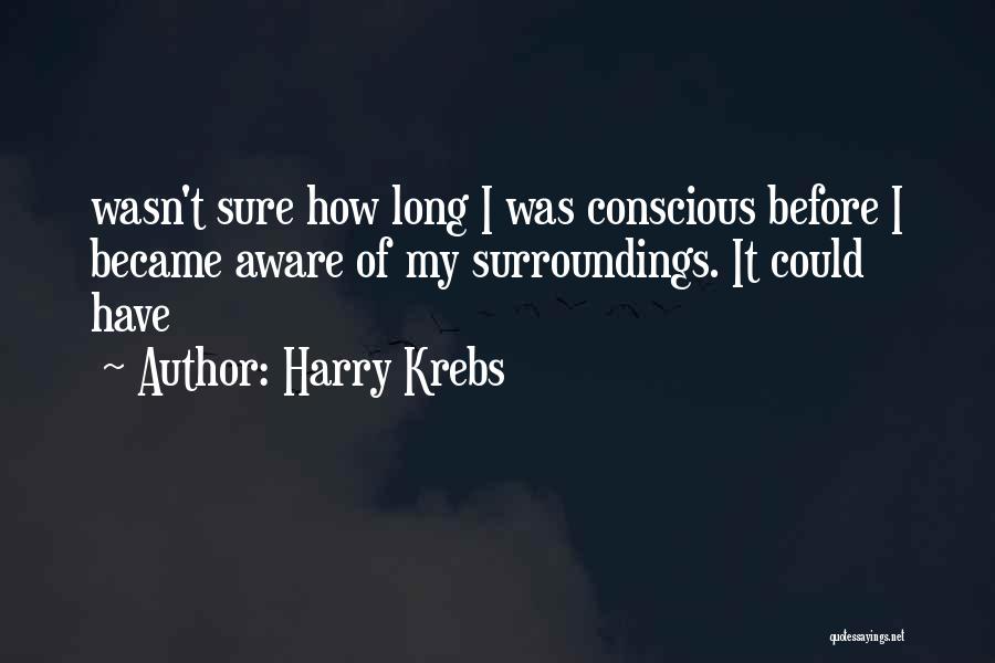 Harry Krebs Quotes: Wasn't Sure How Long I Was Conscious Before I Became Aware Of My Surroundings. It Could Have