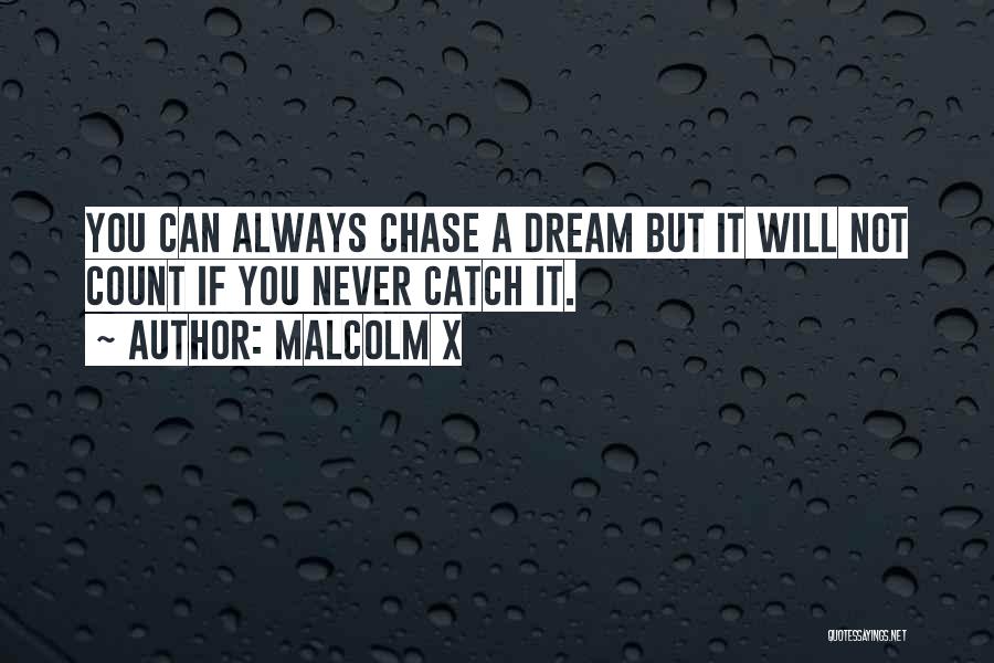 Malcolm X Quotes: You Can Always Chase A Dream But It Will Not Count If You Never Catch It.