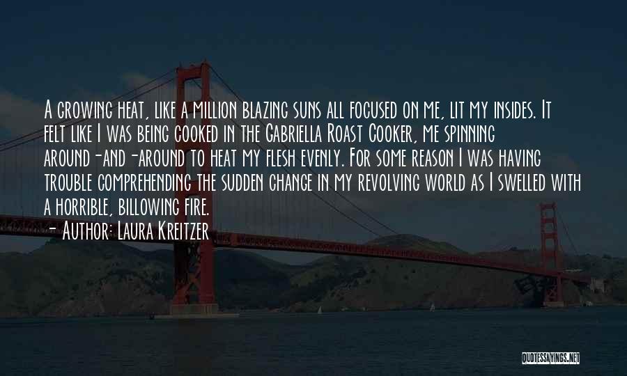 Laura Kreitzer Quotes: A Growing Heat, Like A Million Blazing Suns All Focused On Me, Lit My Insides. It Felt Like I Was