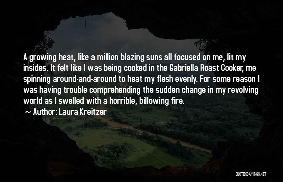 Laura Kreitzer Quotes: A Growing Heat, Like A Million Blazing Suns All Focused On Me, Lit My Insides. It Felt Like I Was