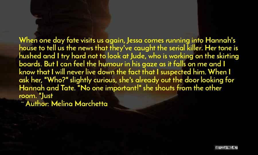 Melina Marchetta Quotes: When One Day Fate Visits Us Again, Jessa Comes Running Into Hannah's House To Tell Us The News That They've