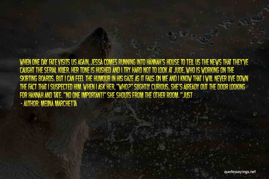 Melina Marchetta Quotes: When One Day Fate Visits Us Again, Jessa Comes Running Into Hannah's House To Tell Us The News That They've