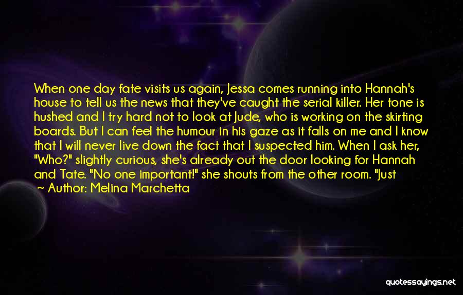 Melina Marchetta Quotes: When One Day Fate Visits Us Again, Jessa Comes Running Into Hannah's House To Tell Us The News That They've