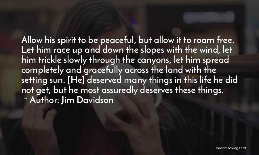 Jim Davidson Quotes: Allow His Spirit To Be Peaceful, But Allow It To Roam Free. Let Him Race Up And Down The Slopes