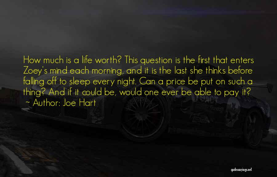 Joe Hart Quotes: How Much Is A Life Worth? This Question Is The First That Enters Zoey's Mind Each Morning, And It Is